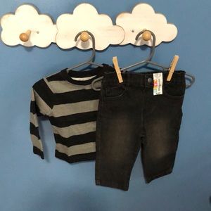 New Garanimals black denim pants outfit. 12 mo